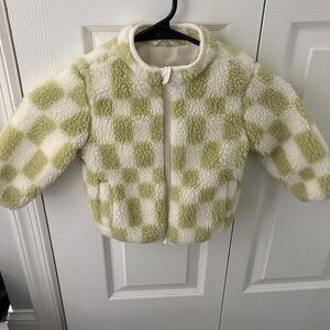 Cat & Jack Green and White Checkered Puffer Jacket